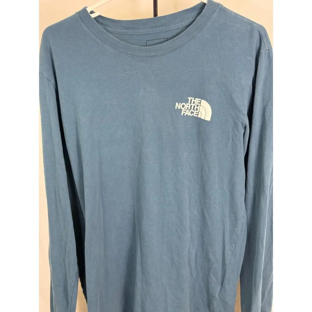 The North Face Blue Long Sleeve Logo Graphic Tee Outdoor Casual Shirt M